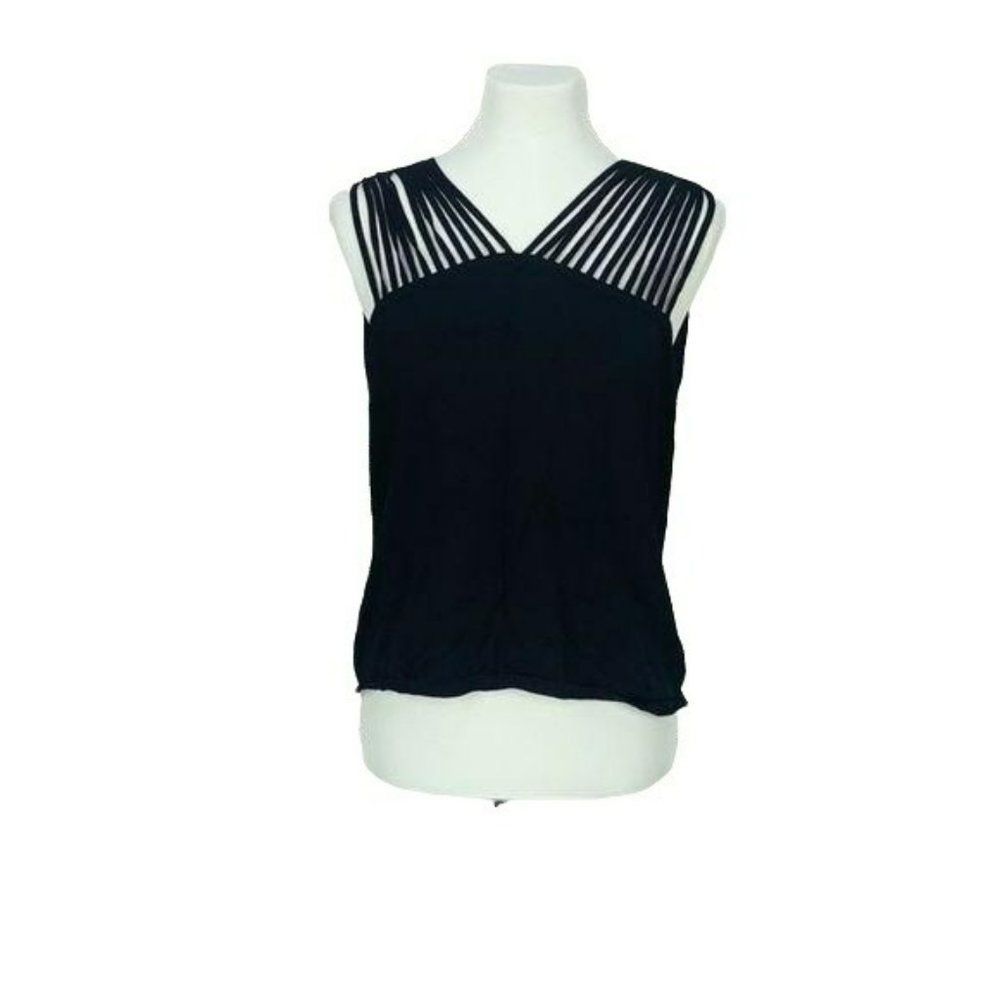 Pink Poodle Woman's Business Office Black Sleeveless‎ Blouse Size Small